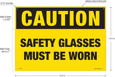 Caution Safety Glasses Must Be Worn